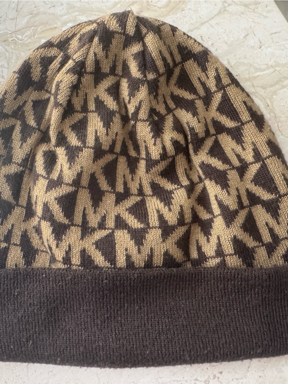 Michael Kors Pattern Knit Beanie - Brown/Tan